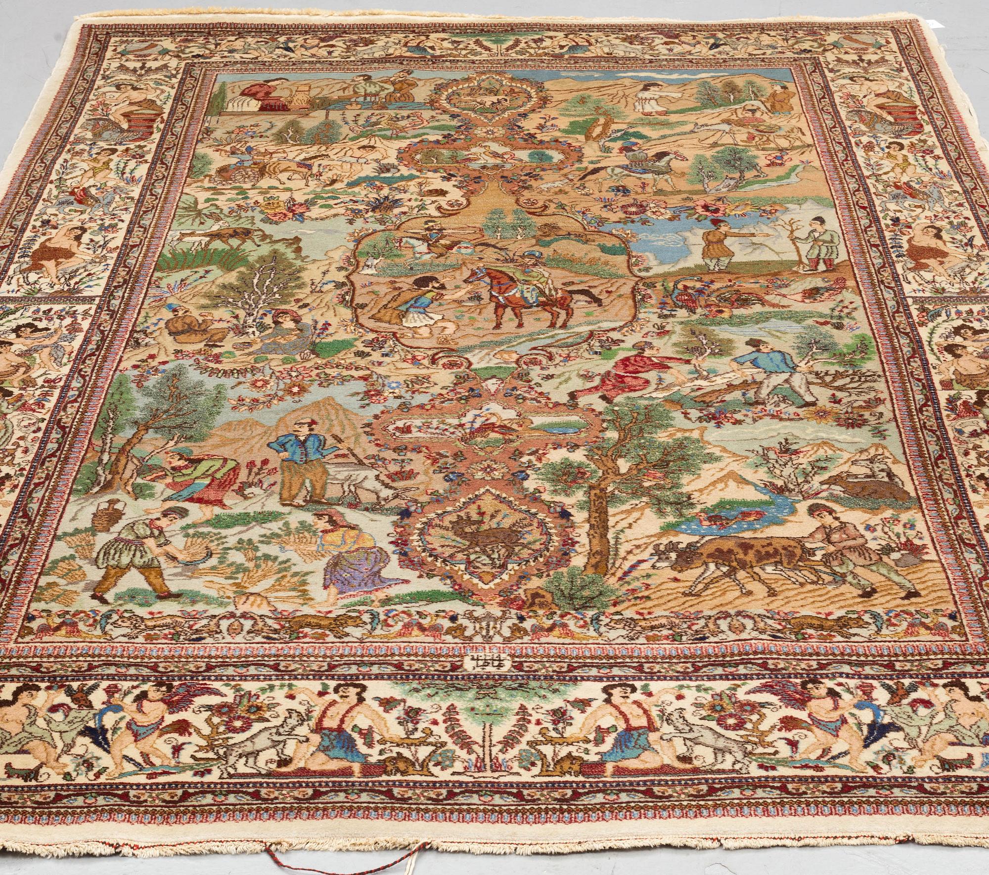 A RUG, Old Tabriz, signed Tabatabai, ca 268 x 184 cm.