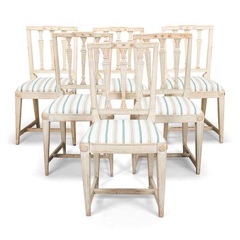 A set of six similar early 19th-century chairs from Sweden.