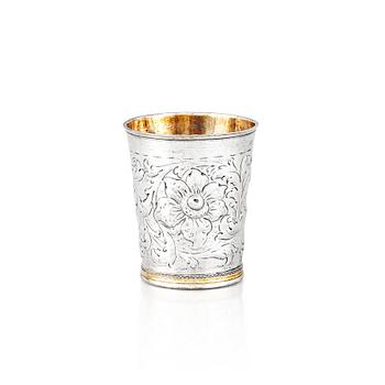 179. A Swedish baroque parcel gilt silver beaker, mark of Joran Hieronymi Bernegau, Norrköping (1648-1679).