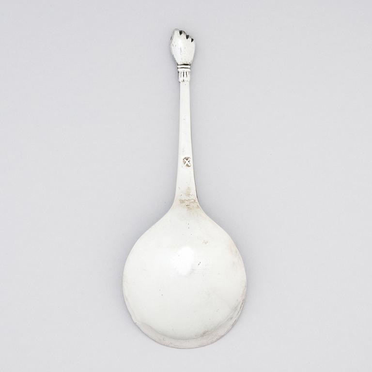 A probably Norwegian 18th century silver spoon, unidentified makers mark.