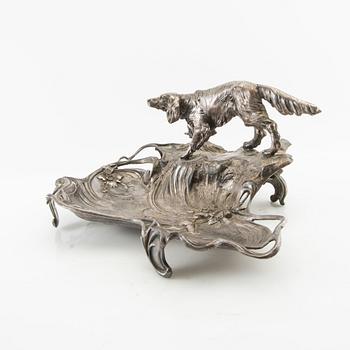 Writing desk Art Nouveau around 1900, silver plate.