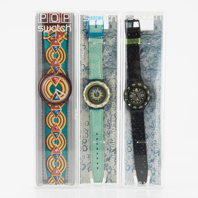 Parti med 18 Swatch-klockor från omkring 1990, "No Reserve".