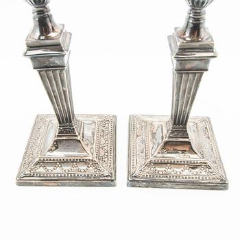 Candelsticks, a pair, silver, probably Sheffield, England, early 20th century.