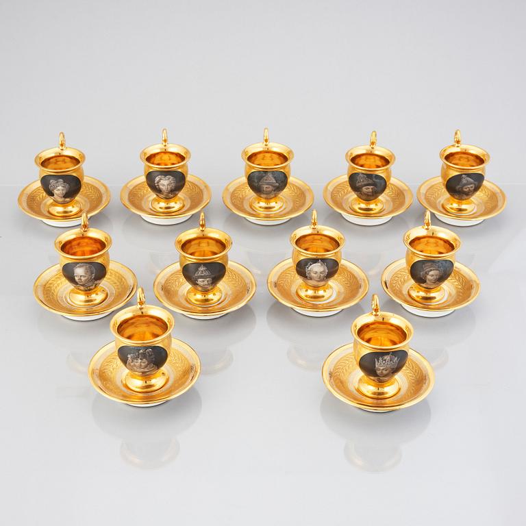 A Russian Empire coffee service, presumably by the Yusupov porcelain manufactory.