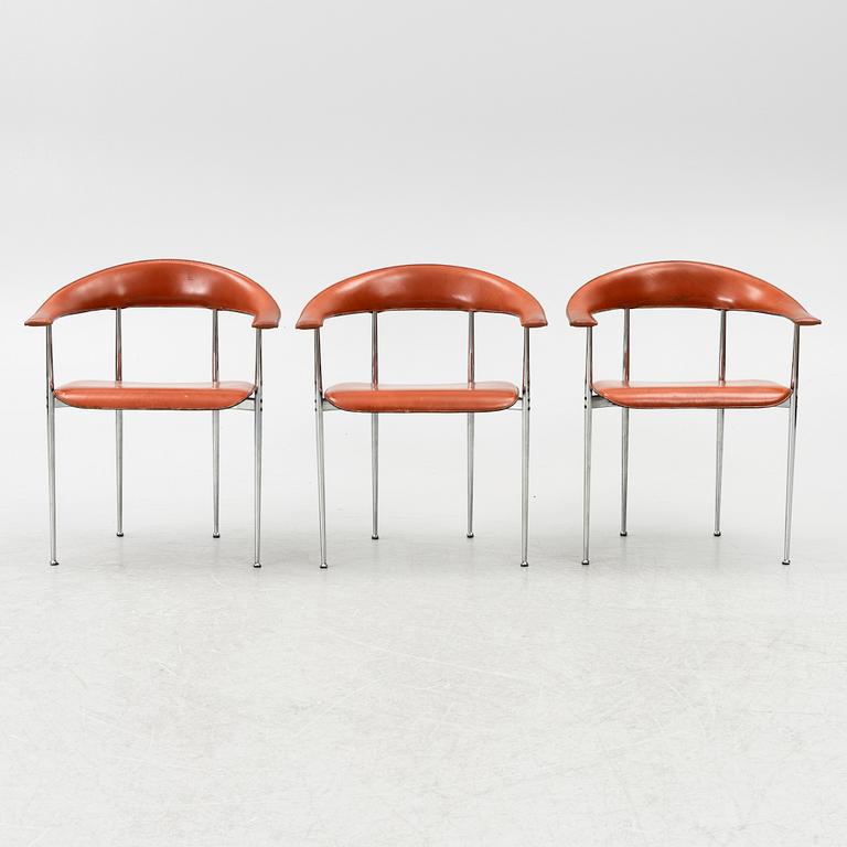 A set of three arm-chairs by G Vegni and G Gualterotti, 'P40', Fasem, 1980's.