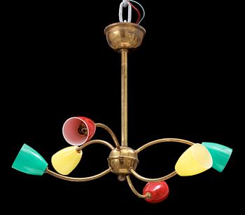 TAKLAMPA, mässing, 1950-tal. H 35.