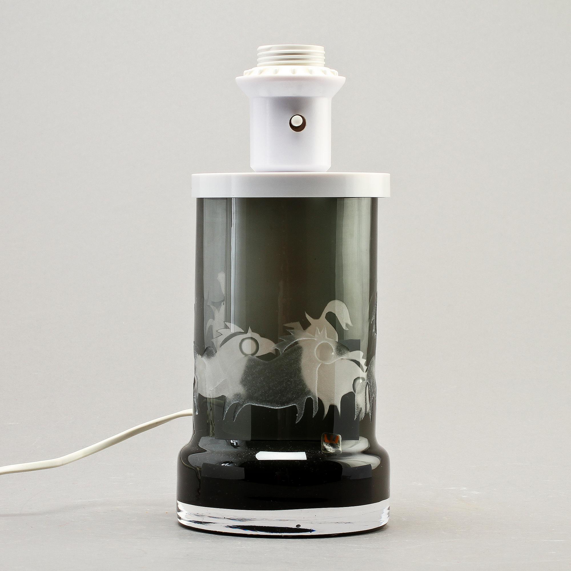 BORDSLAMPA, glas, Ove Sandberg, Kosta, sign.