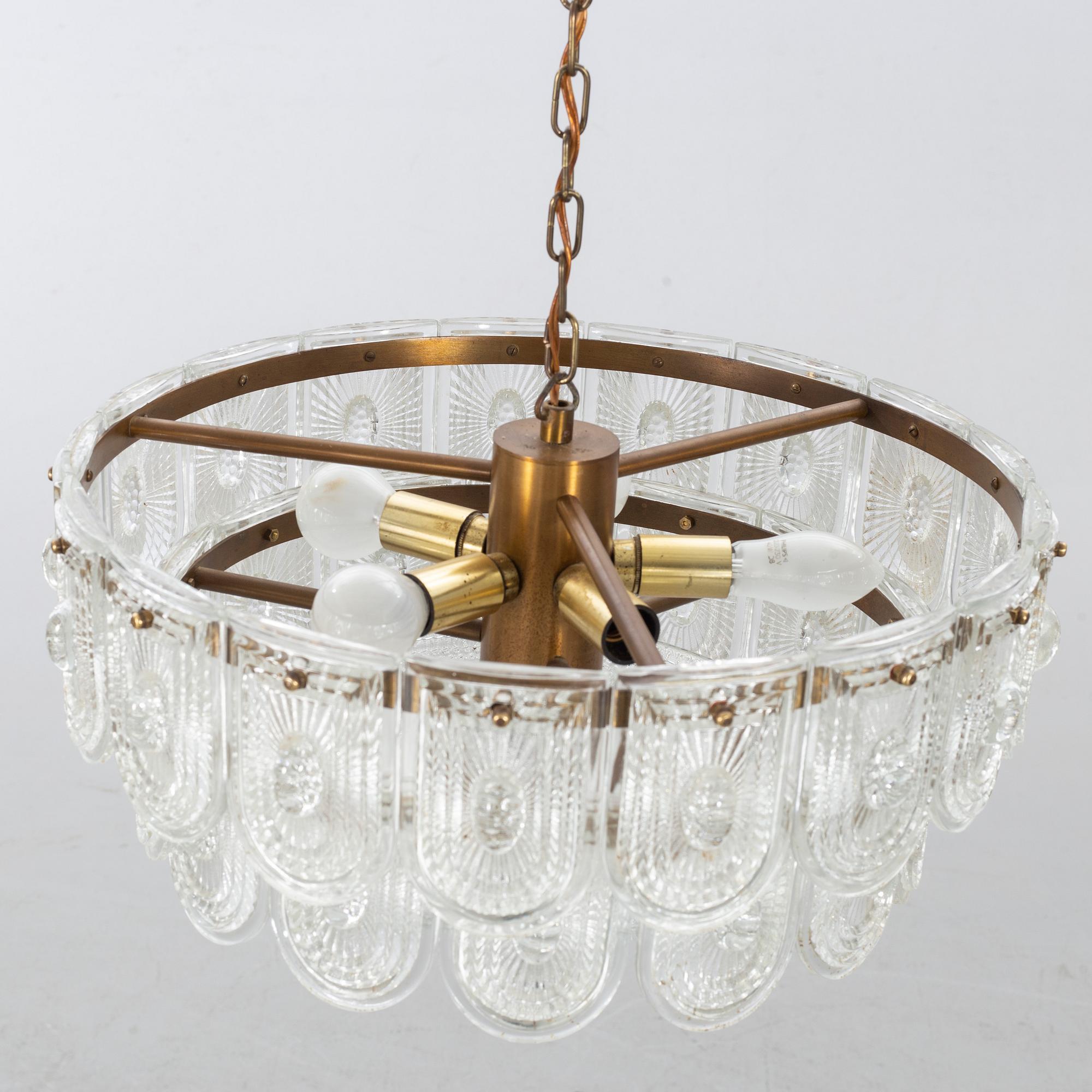 A second half ot the 20th century, probably Orrefors ceiling lamp.