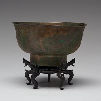 A bronze bowl, Qing dynasty (1644-1912).