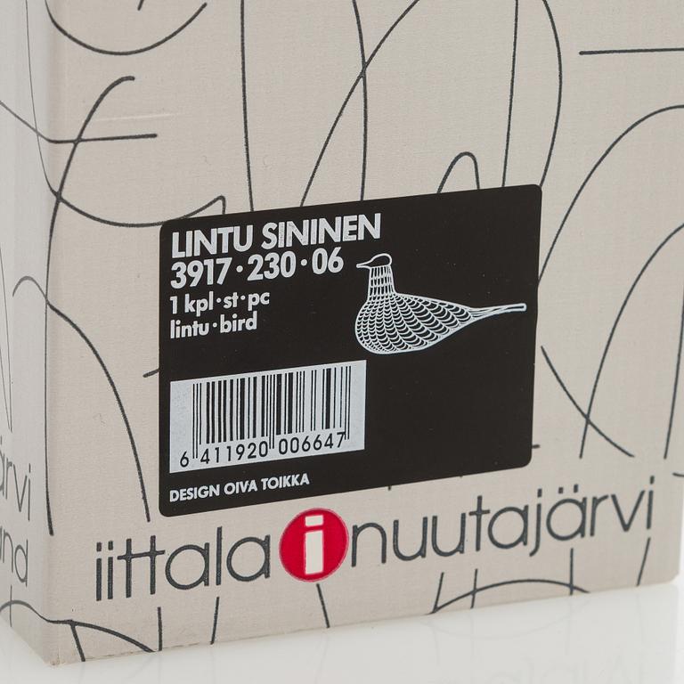 Oiva Toikka, glasfågel, "Blue Bird", signerad O. Toikka, Nuutajärvi.