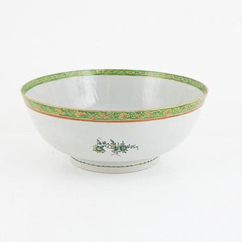 A large enamelled punch bowl, Qing dynasty, Qianlong (1736-95). With monogram CFJ or CJJ.
