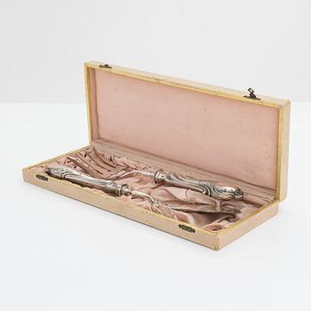 Eugène Doutre-Roussel, fiskserveringsbestick, silver, Paris, Frankrike 1900-talets början.