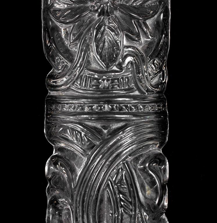 A glass obelisk by Lars Leidegren for Hotel Royal Viking, ca 1984. Produced by Orrefors glassworks.