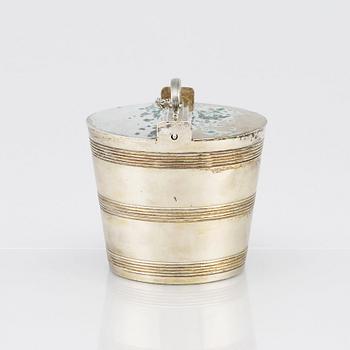 A Swedish late 18th Century Gustavian parcel-gilt butter-box, marks of Pehr Zethelius, Stockholm 1794..