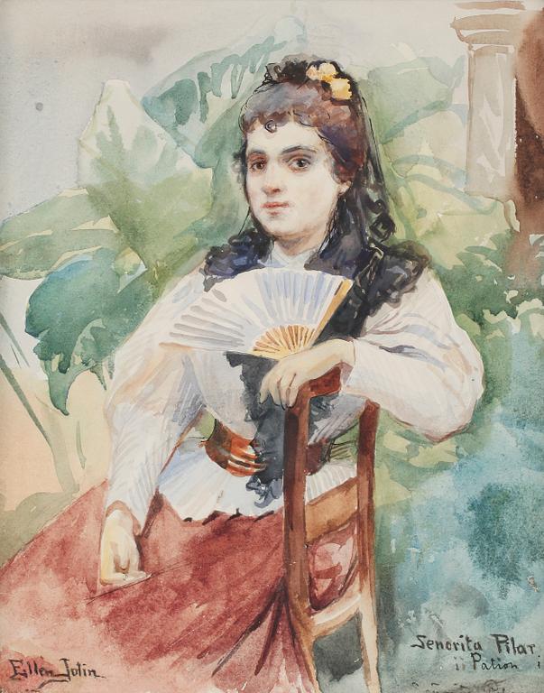 ELLEN JOLIN, akvarell, signerad.