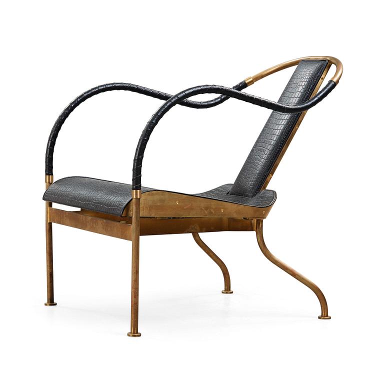 Mats Theselius, A Mats Theselius brass and leather 'El Rey' easy chair, Källemo, Sweden post 1999.