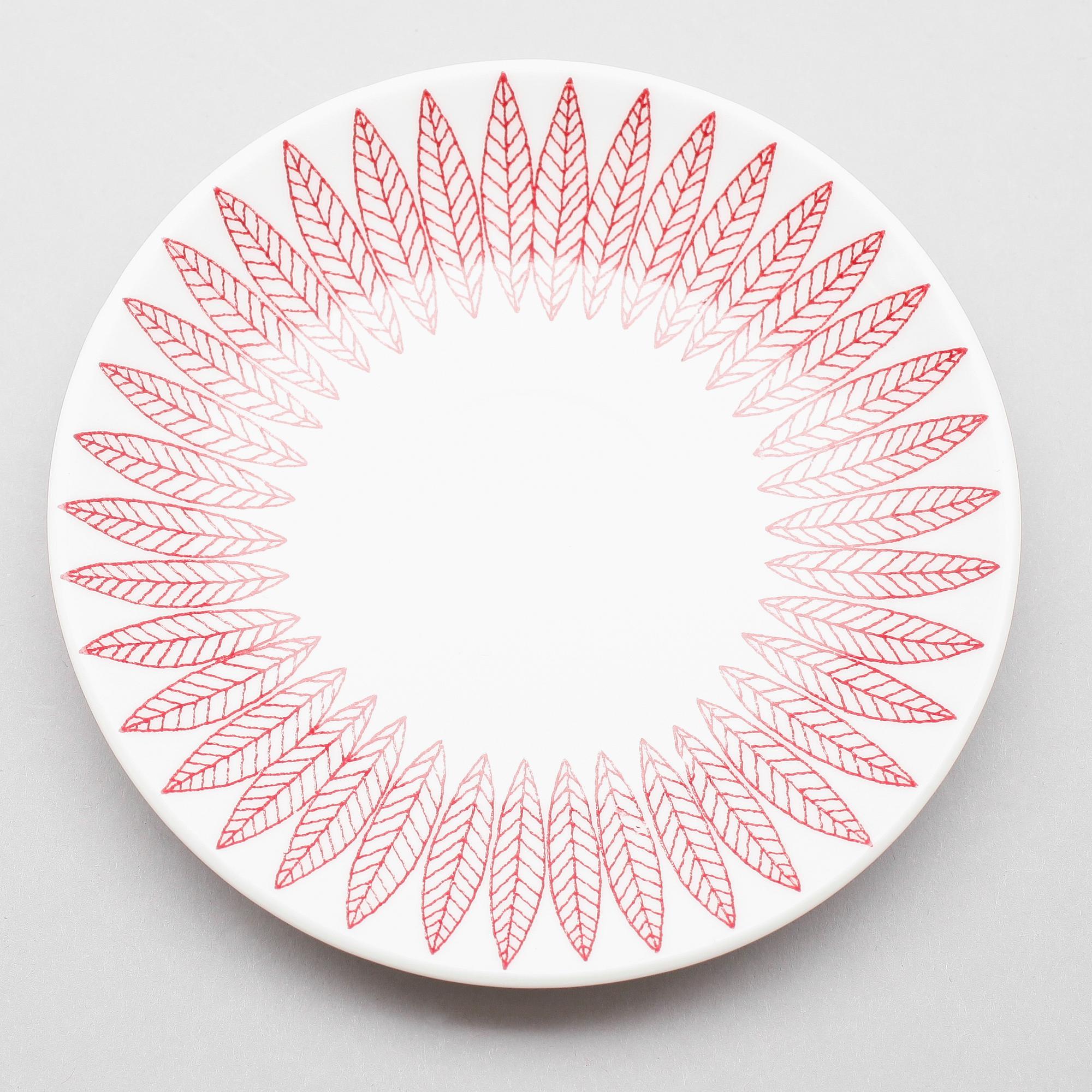 KAFFEKOPPAR MED FAT, 12 st, benporslin, "Salix", Stig Lindberg, Gustavsberg.