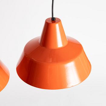 A. Wedel Madsen, a pair of 'Værkstedspendel' ceiling lamps, Louis Poulsen, Denmark, later part of the 20th century,