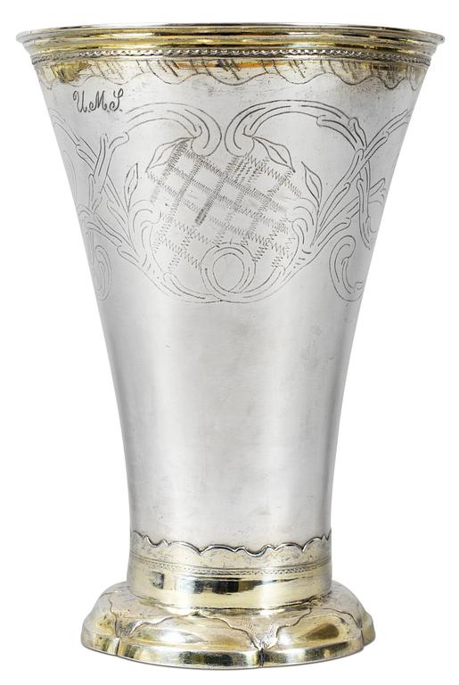 A Swedish 18th cent silver beaker, marks of Uppsala 1776.