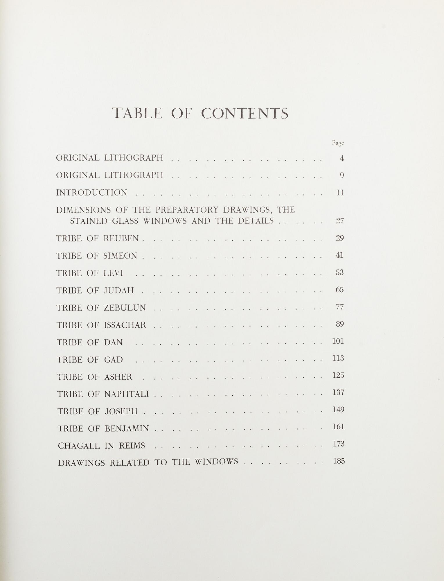 A Marc Chagall book "The Jerusalem Windows" with two   lithografs in colour, Andre Sauret, Monaco 1962.