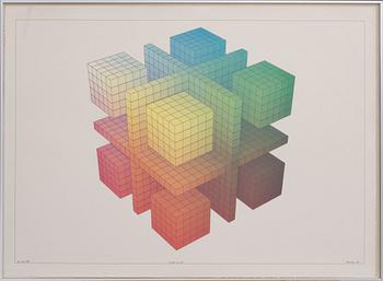 BECK & JUNG, computer ink plot, signerad och numrerad Criss Cross 104/110, daterad 1981.