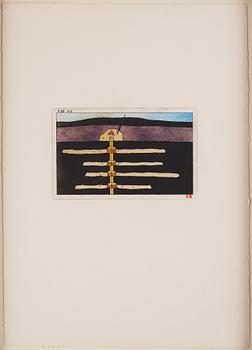 STEN EKLUND, hand colored etching, signed.