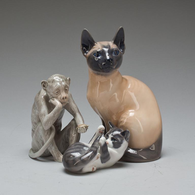 FIGURINER, 3 st, porslin, Royal Copenhagen och Bing & Gröndahl.