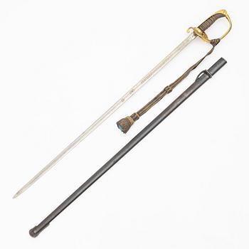 Sabel, svensk, för officer, 1800-talets andra hälft, med balja.
