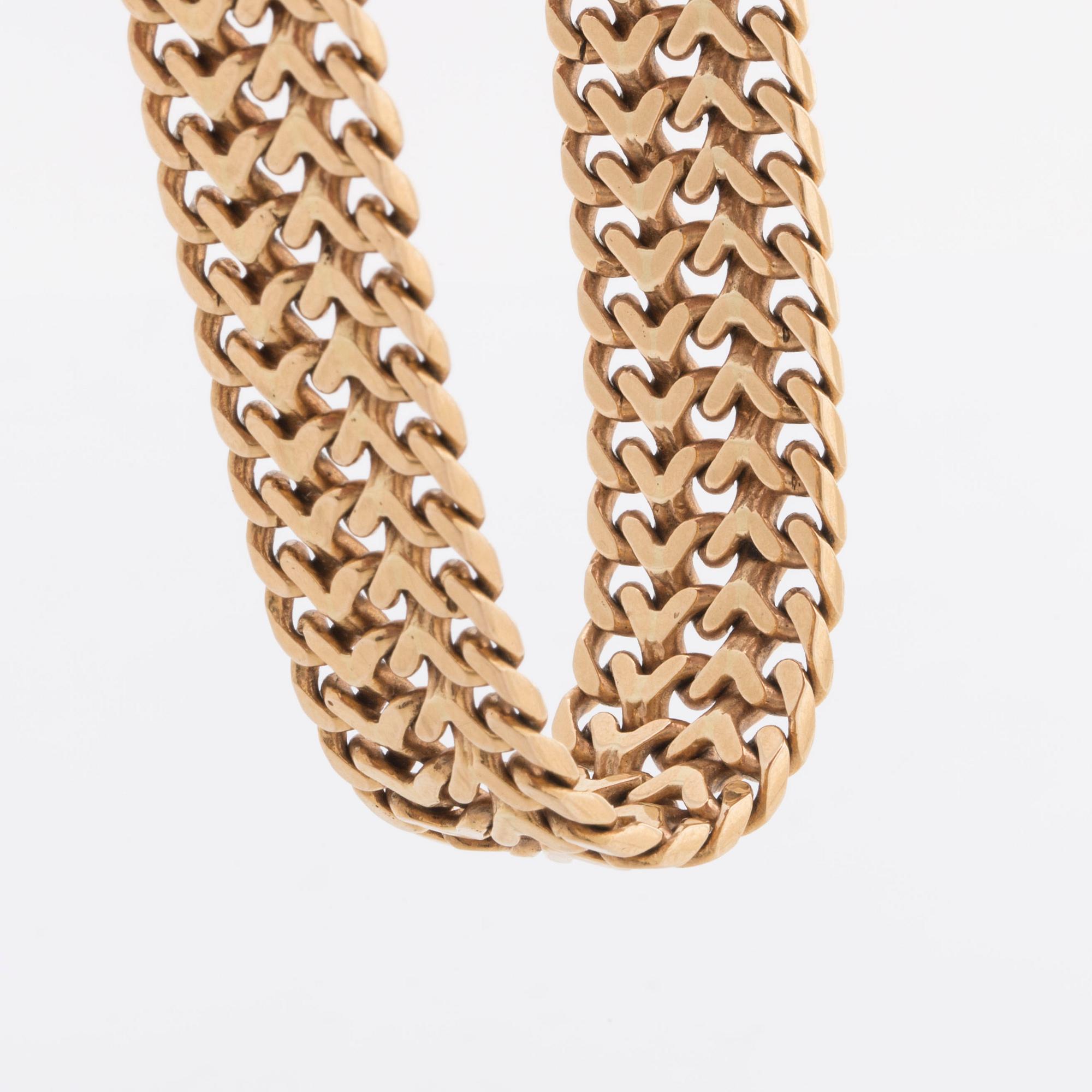 GULDARMBAND, fiskbenslänk, 18K guld, 62,2 g, Nils-Olofs Guldsmedja Stockholm 1963.