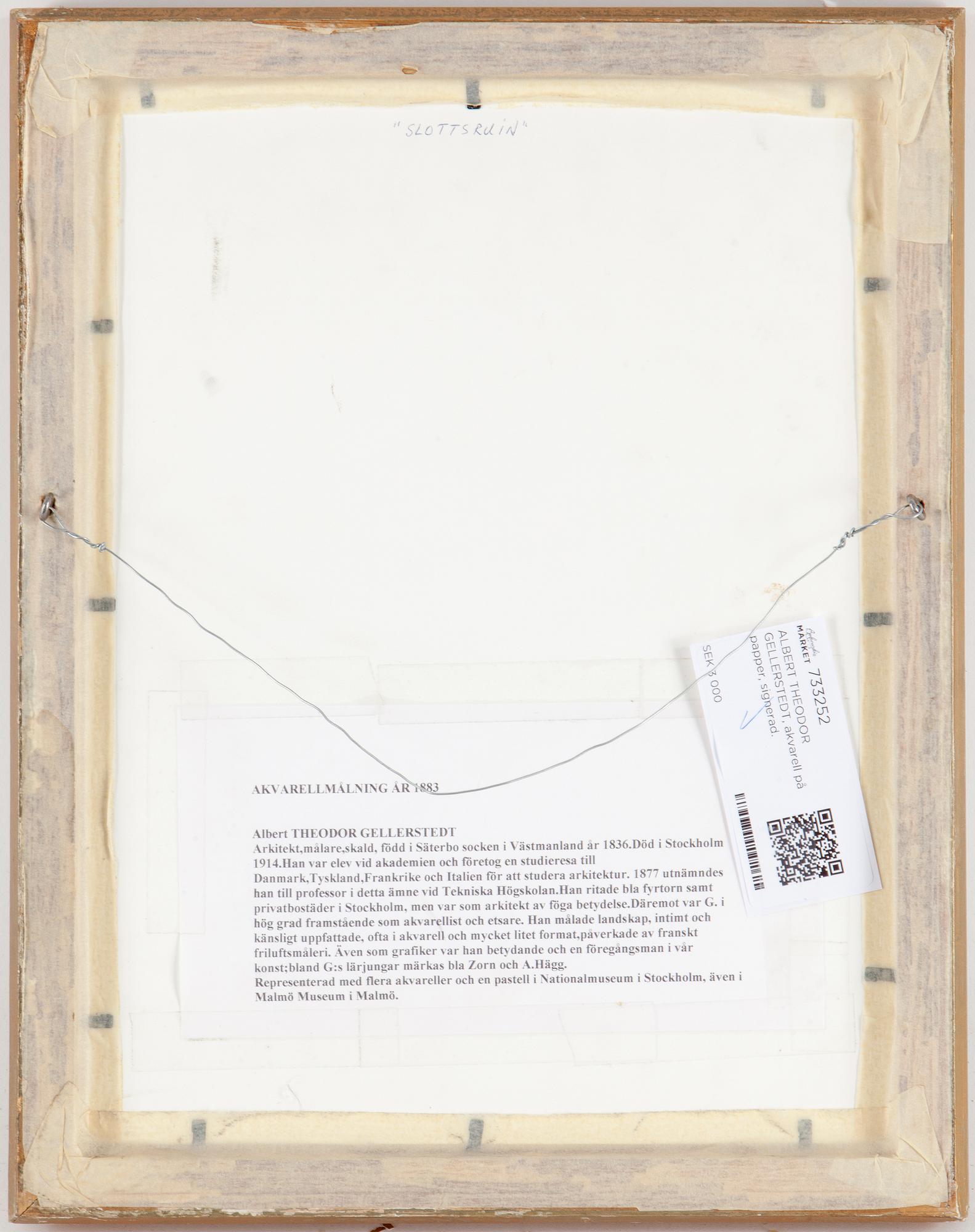 ALBERT THEODOR GELLERSTEDT, akvarell, signerad och daterad -83.