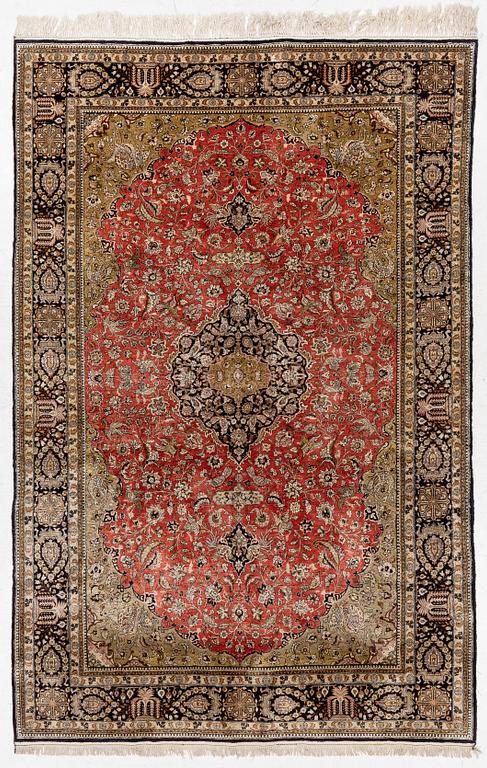 Carpet, silk, Nain, approx. 294 x 190 cm.