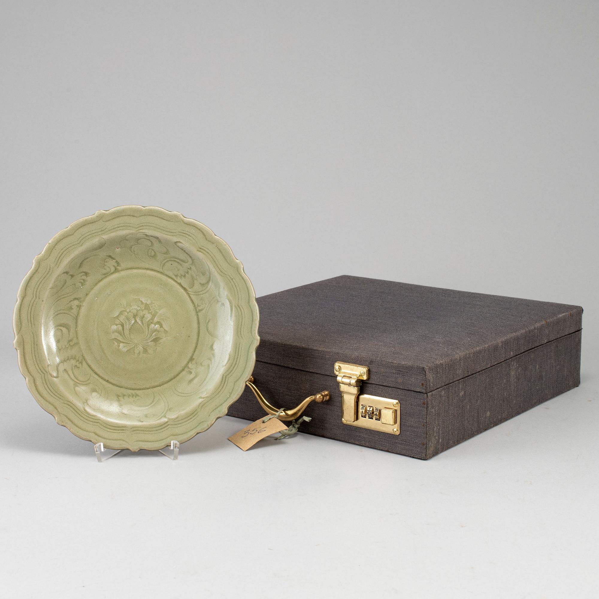 A celadon glazed dish, Ming dynasty (1368-1644).