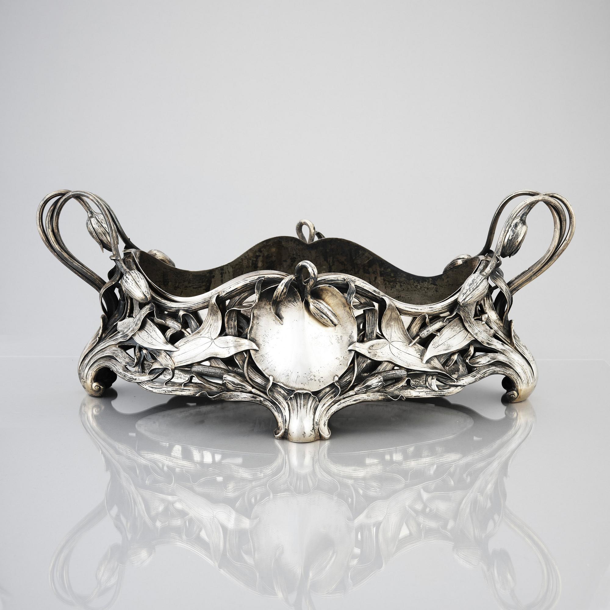 CF Carlman, jardinière, Art Nouveau, Stockholm 1899, silver.