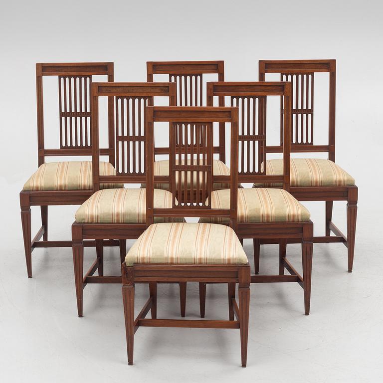 Six lat Gustavian chairs by Carl Johan Wadström, Stockholm (1758-1816, mästare 1788).