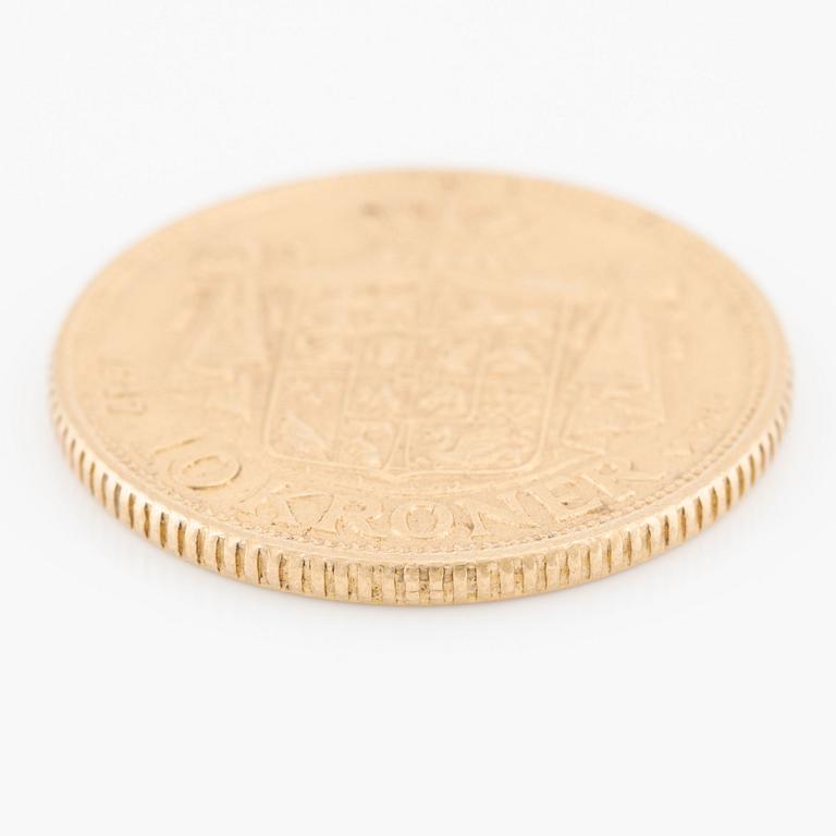 Guldmynt Christian X Danmark, 10 kroner 1917.