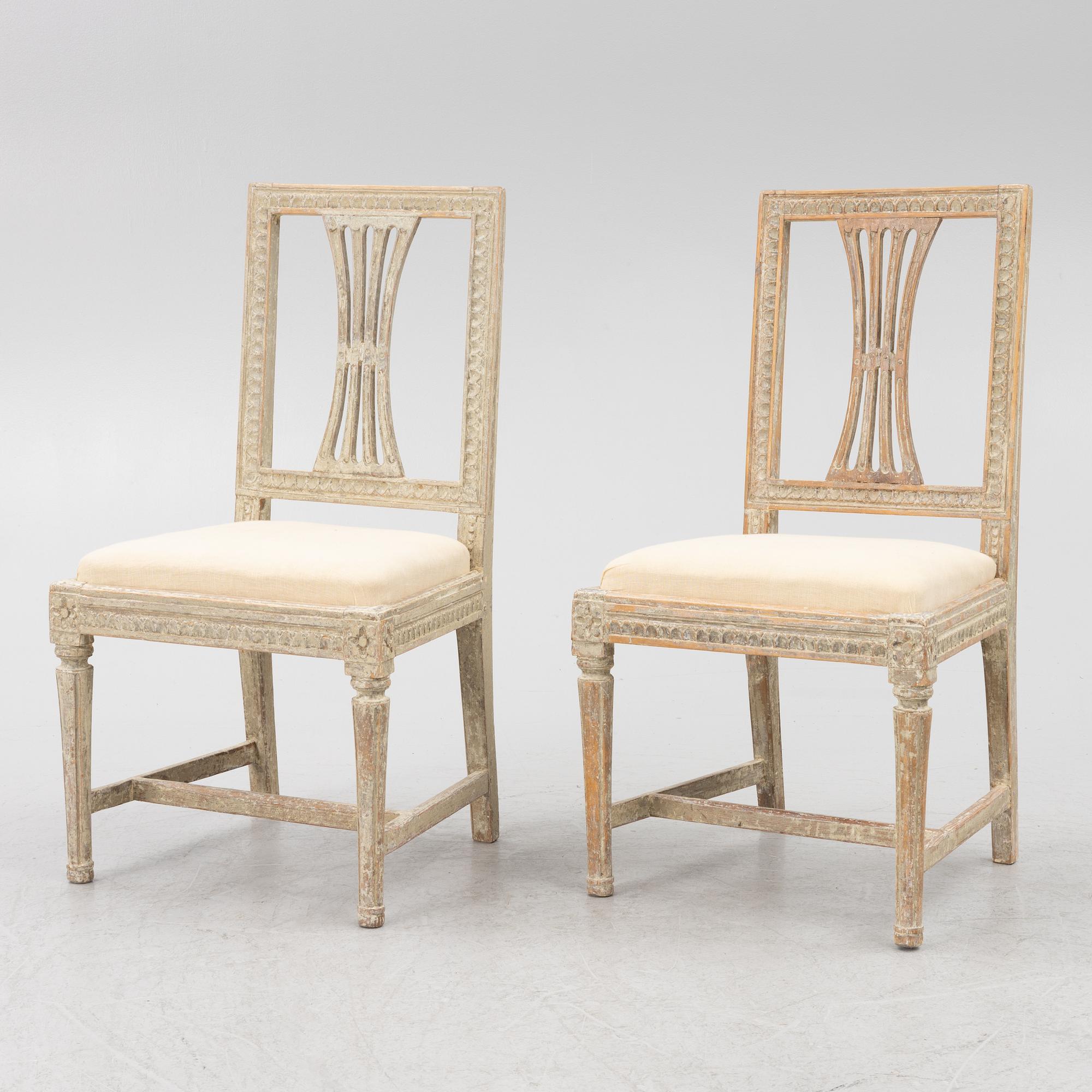 A pair of late Gustavian chairs, Lindome, circa 1800.