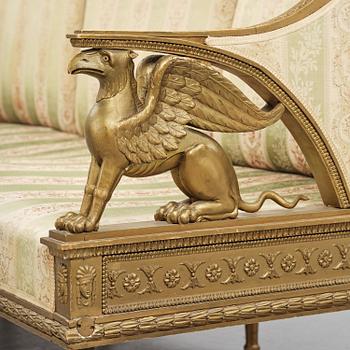 A late Gustavian sofa attributed to E. Ståhl (master in Stockholm 1794-1820).