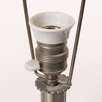 A Swedish Grace pewter table lamp, 1920's.