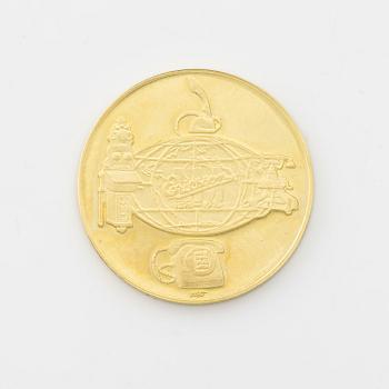 Astri Bergman-Taube, Jubileumsmedalj, guld 18K, LM Ericsson 100 år, 1876-1976. Sporrong, 1976.