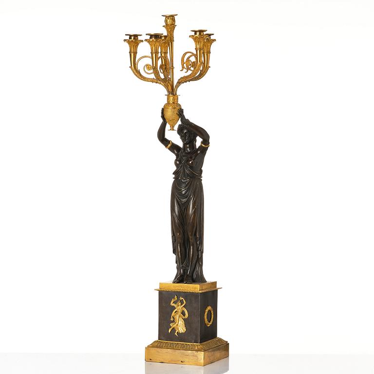 A large Empire six light candelabra, Paris, around 1810.