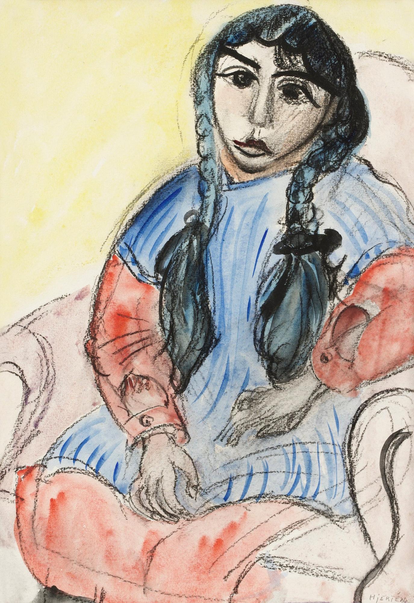 Sigrid Hjertén, Flicka med flätor.