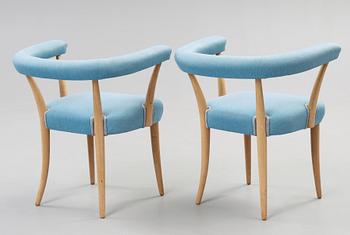 A pair of Josef Frank mahogany chairs, Svenskt Tenn, model 966.