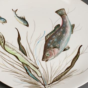 FISKSERVIS, 9 delar, flintgods, "Fish", Johnson Bros, England, 1900-talets andra hälft.