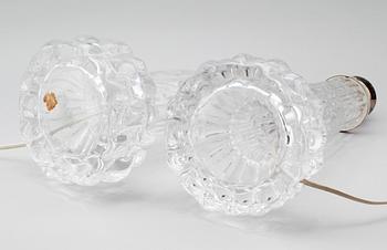 BORDSLAMPOR, 1 par, glas, Carl Fagerlund, Orrefors, 1900-talets andra hälft.