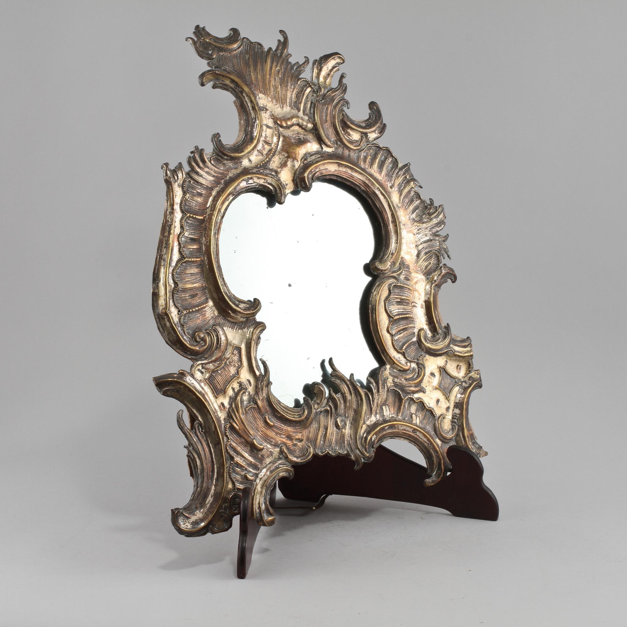 SPEGEL, försilvrad plåt, rokoko, 1700-tal.