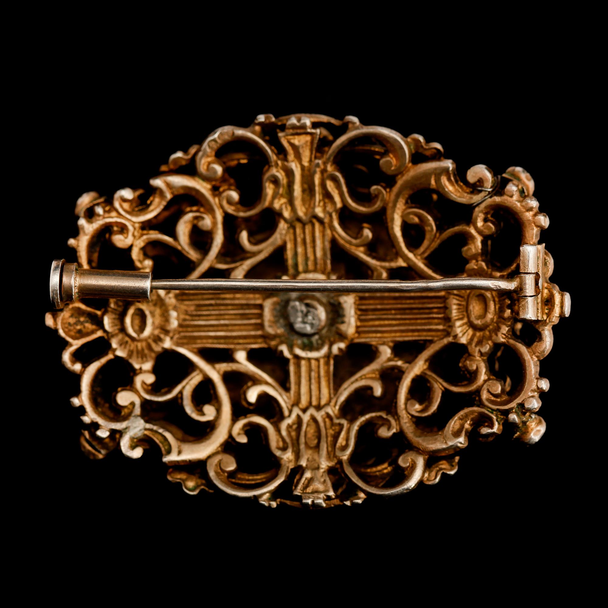 BROSCH, förgyllt silver, 1900-tal.