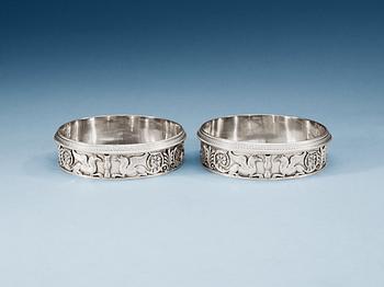 746. A pair of Swedish 19th century silver coasters, makers mark of Gustaf Möllenborg, Stockholm 1825.