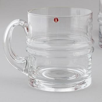 TIMO SARPANEVA, 24 parts glass tableware, Pisaranrengas /Drop ring / Ripple, Iittala, 1960/70s.