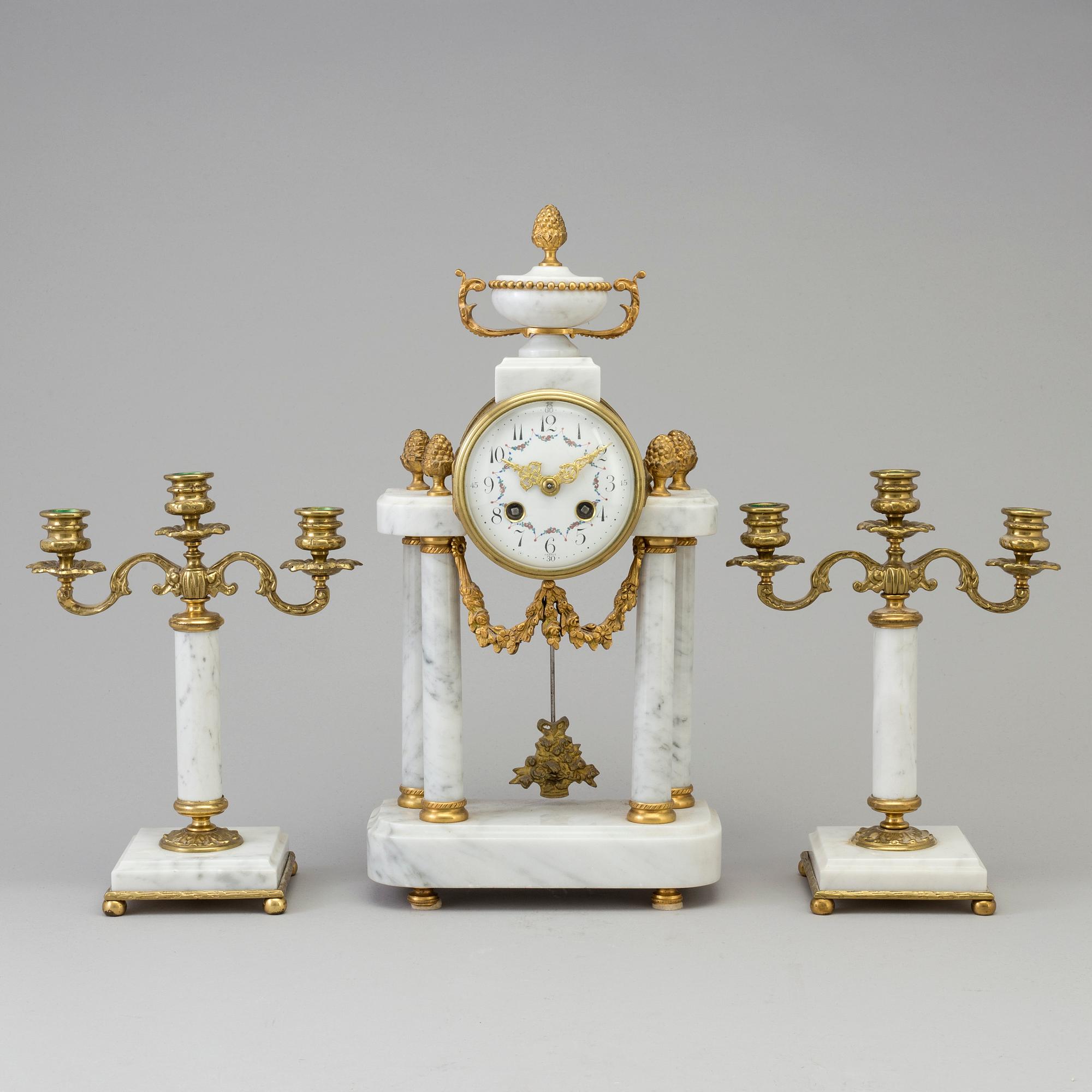 MANTLE PIECE, three parts, Louis XVI-style, France, 20th century.