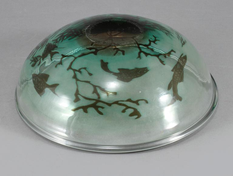 SKÅL, glas, fiskgraal, Edward Hald, Orrefors, signerad och numrerad 410.